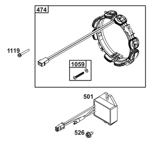 Alternator Group Diagram and Parts List for 385777-0010-B5  Briggs and Stratton Engine